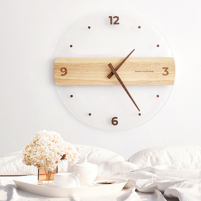 originality Northern Europe Simplicity solid wood Acrylic Glass Retro Clock Home Furnishing a living room Wall Clock decorate Wall clock Cross border