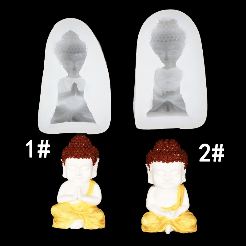 Q versión Buda molde de silicona artesanía Buda aromaterapia vela yeso decoración del coche adornos