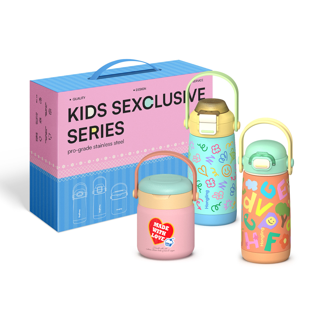 Nouveau produit : Ensemble de tasses isothermes pour enfants de qualité supérieure, personnalisables, avec paille en acier inoxydable 304._voghion.com