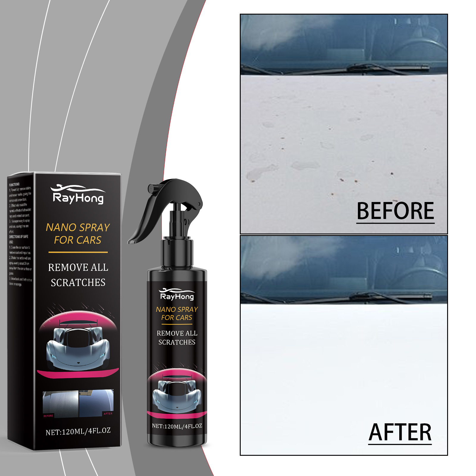 Rayhong 汽车镀膜剂 车漆纳米镀膜镀晶液体喷雾汽车表板驱水蜡水