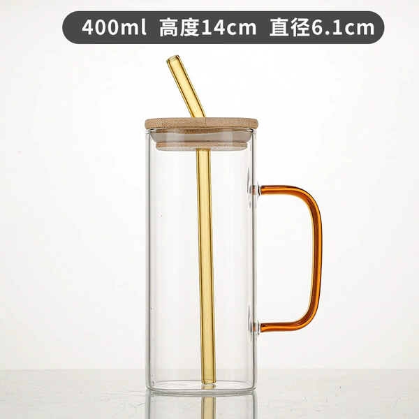 High borosilicate handle cup-amber