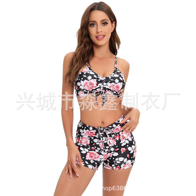 Bikini de Dos Piezas con Bóxer y Cordones de Poliéster para Natación image 7