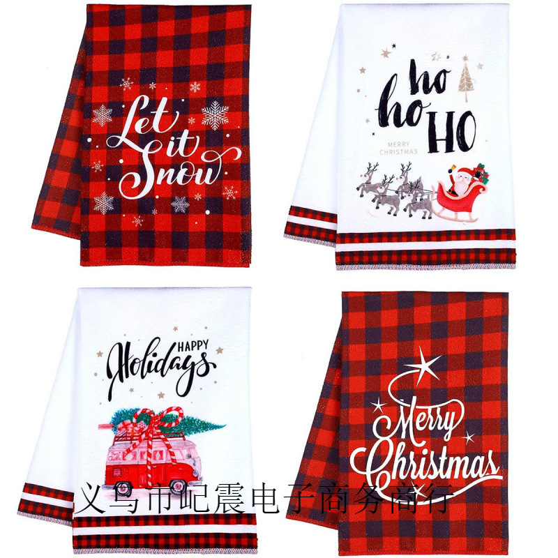 Jit Drop Shipping Holiday Decoration Kitchen Towel Amazon Quick-Drying Towel Absorbent Household Christmas Gift Towel