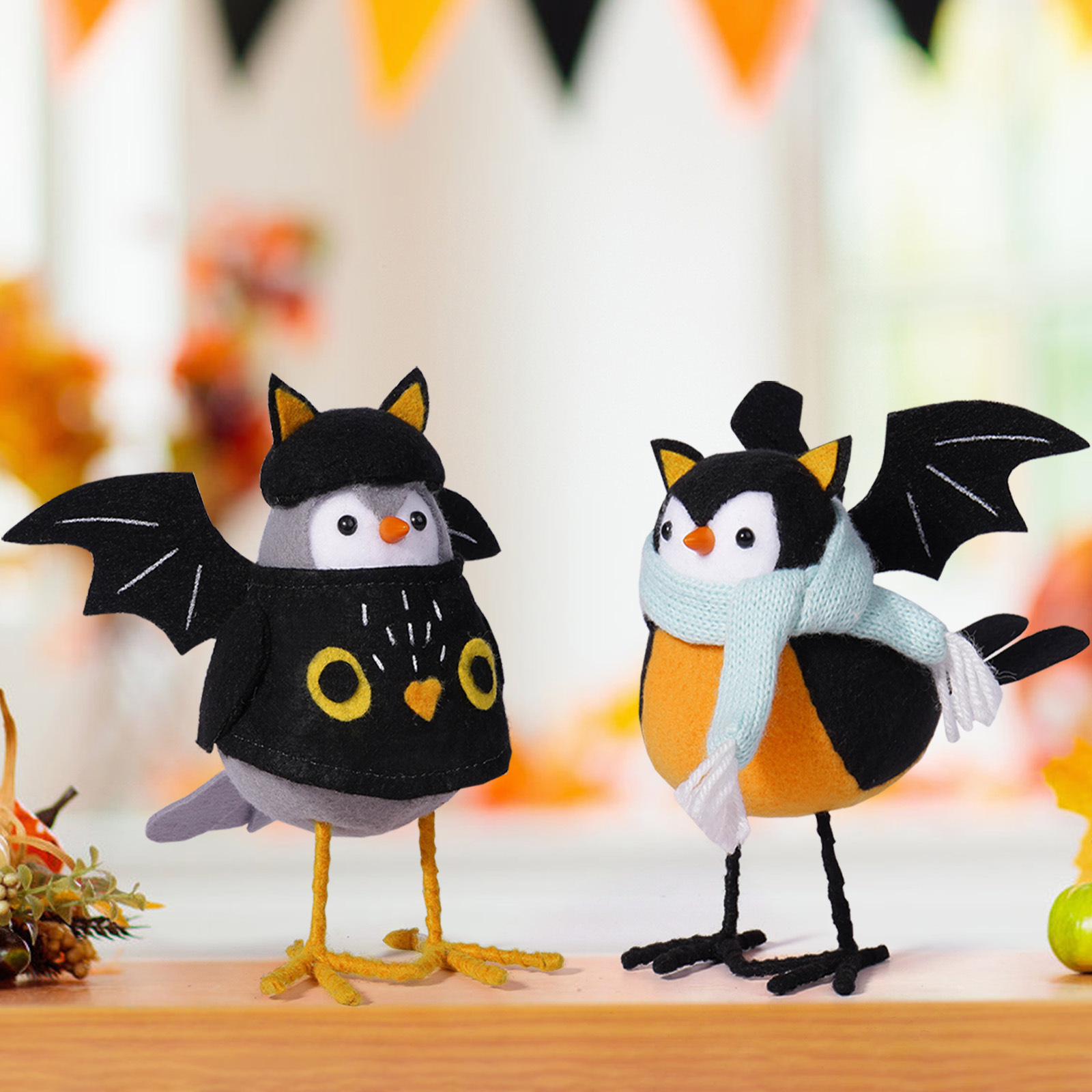 Decoraciones transfronterizas de pájaros de Halloween, muñecas de pájaros, decoraciones de ventanas, decoraciones de escritorio, escenarios de fiesta