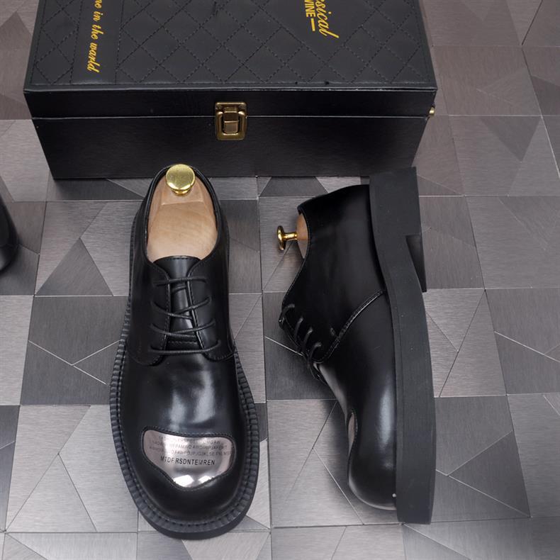 ShoeVault Neue Business-Schnürschuhe für Herren, Derby-Schuhe mit runder Zehenpartie, dicker Sohle und Plateau, die die Körpergröße erhöhen – ideal für Hochzeiten._voghion.com