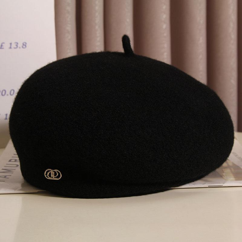 French Retro Wool Beret For Women Elegant Winter Accessory_voghion.com