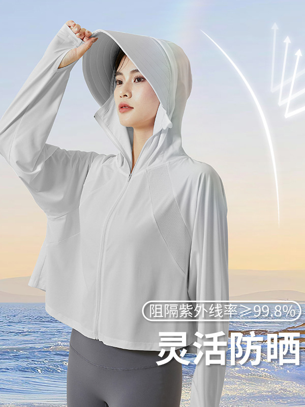 スポットグッズ！ Jiaoxia 同じスタイルの日焼け止め服夏アイスシルク抗 UV 長袖ブラウスジャケット屋外日焼け止め服女性用|undefined