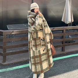 实拍千鸟格毛呢外套女2024冬季新款韩版设计感学院风羊绒呢子大衣