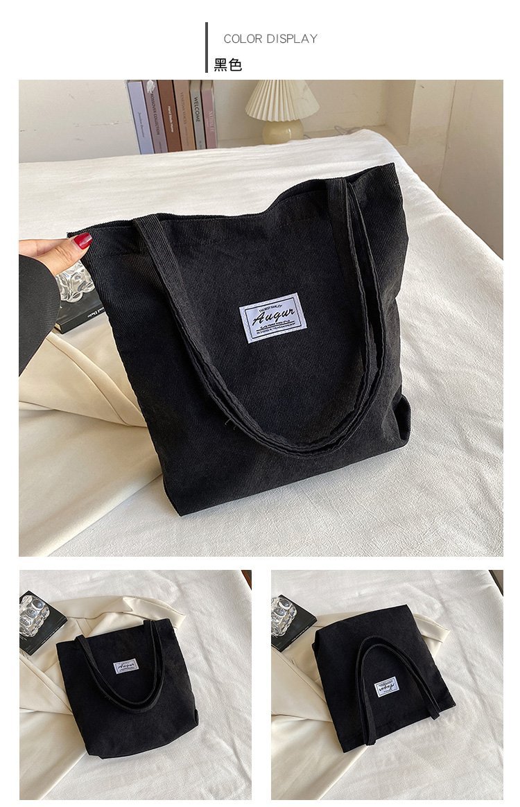 Bolso Tote de Pana para Mujer, Estilo Urbano Simple, Nueva Moda Primavera 2023, Gran Capacidad, Bolso de Hombro, Bolso Bandolera