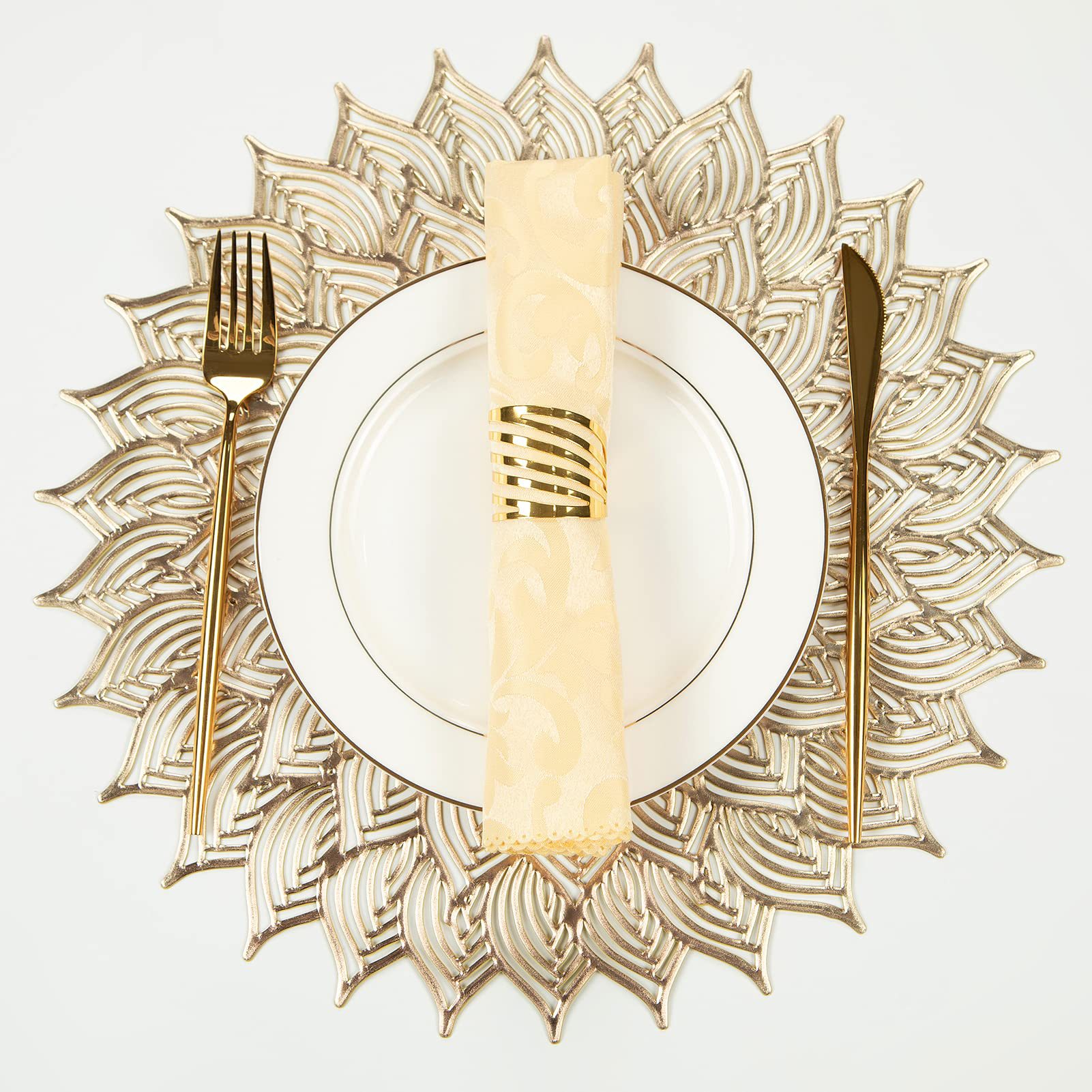 Dorado mantel nuevo loto dorado mantel aislamiento occidental mantel estera tazón estera PVC hueco Hotel Montaña