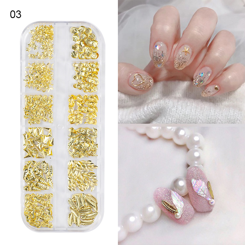 Taifei manicura nuevo japonés 12-rejilla clavo remache joyería traje aleación sólido semicírculo parche de metal