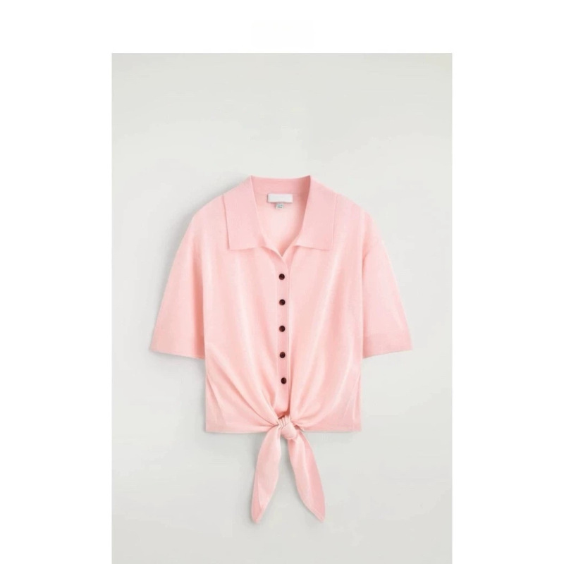 C Brand Standard Version Mulberry Silk Blend Tie-Front Knit Sweater 2026 Summer New Arrival Silky Smooth