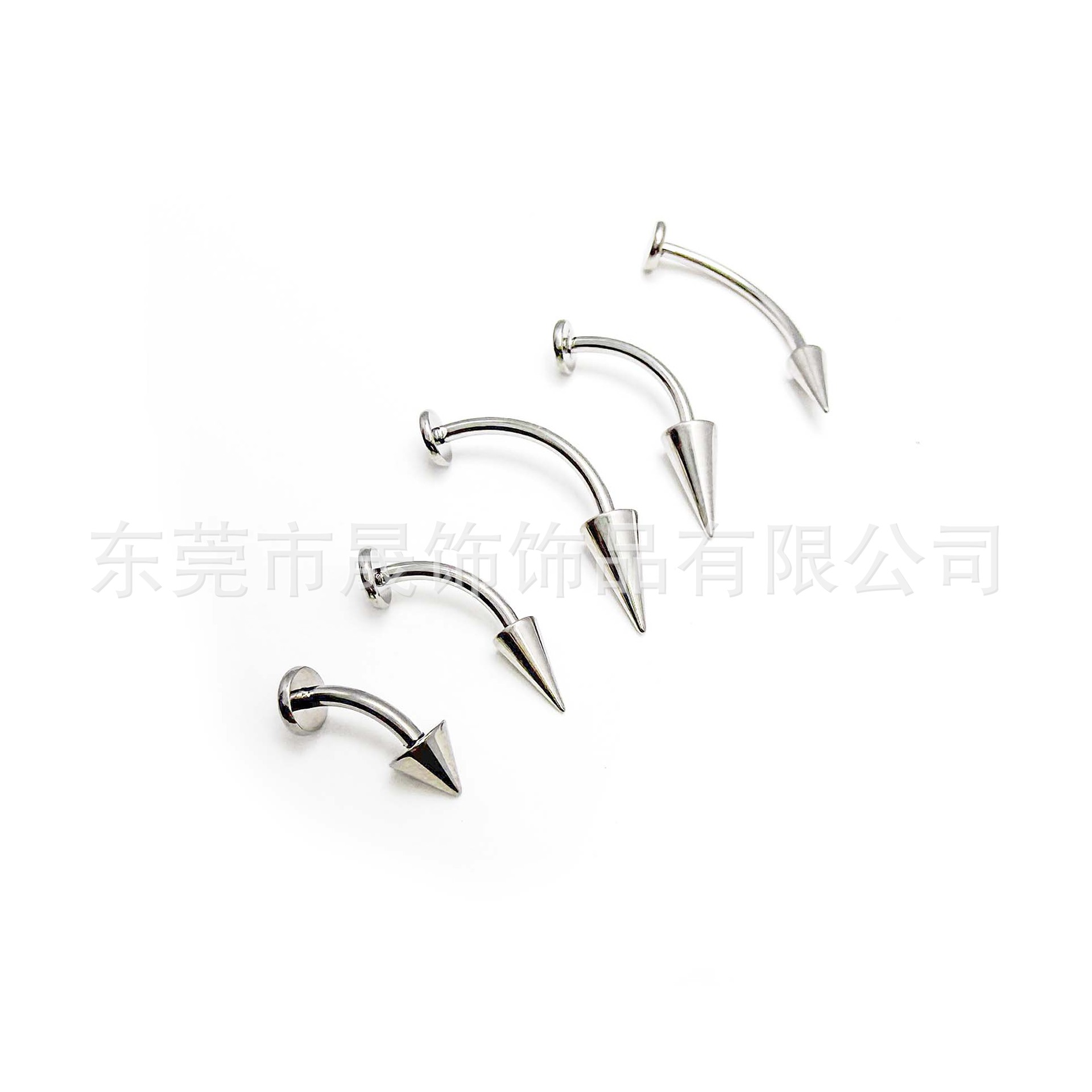 F136 Titanium 虎牙钉魔鬼钉 Labret Stud 尖锥 Flat Back Barbell G23 Implant Grade Titanium Internal Thread Curved Barbell Piercing Jewelry