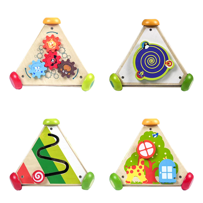 Caja de música triangular de madera multifuncional para niños, juguetes, inteligencia para bebés, educación temprana, cerebro práctico, inteligencia, juegos ocupados