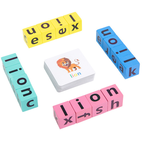 Children's English card spelling word battle face-changing Rubik's cube parent-child interactive tabletop game baby educational toy