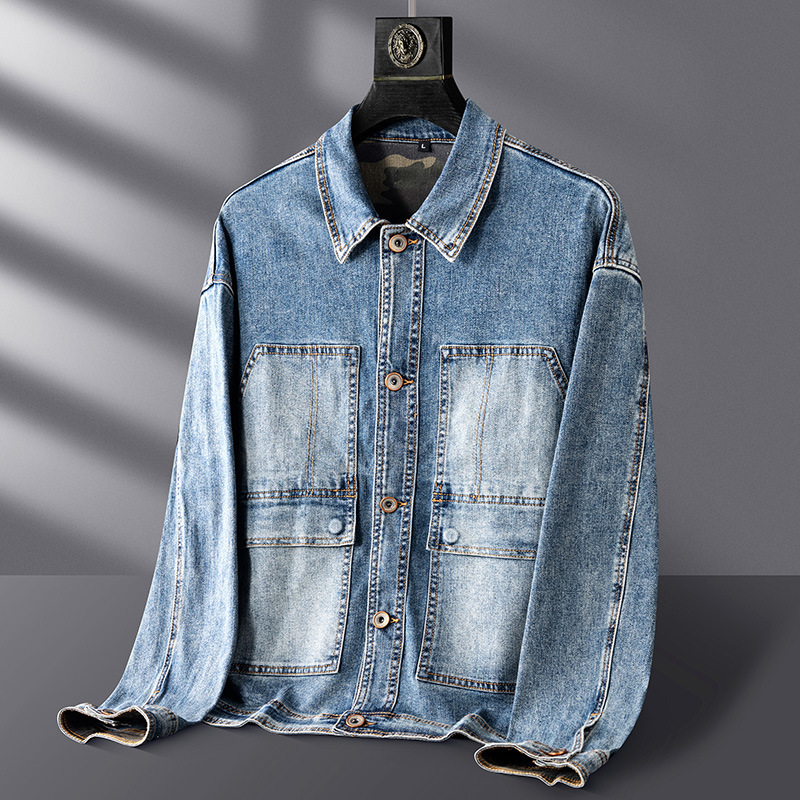 Autumn and Winter 2024 Xinjiang Cotton Soft Wash Denim Jacket Men's Slim Fit Fashion Retro Workwear Casual Jacket Top