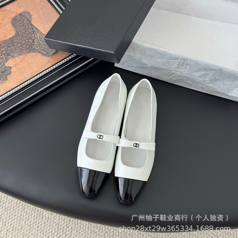 2025夏季新款小香风蝴蝶单鞋淑女平底一脚蹬拼色甜美玛丽珍女鞋潮|undefined