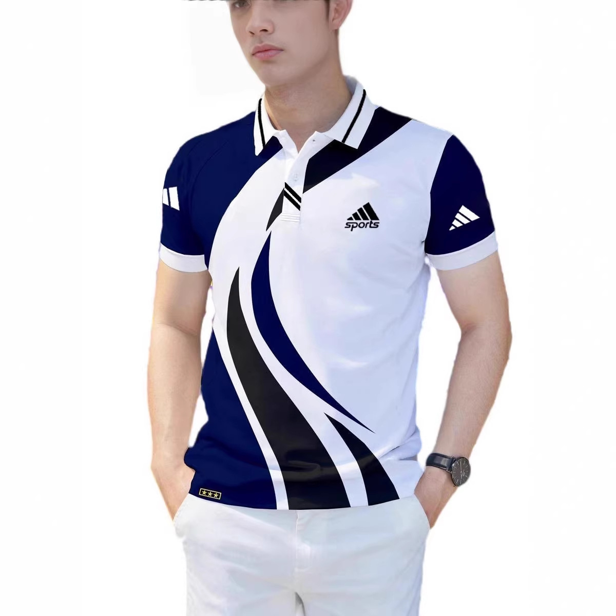 2025 Cross-Border European and American Hot Selling Men's Casual Trendyy Polo Shirt 3D Digital Printing Short-Sleeved Lapel Polo Shirt