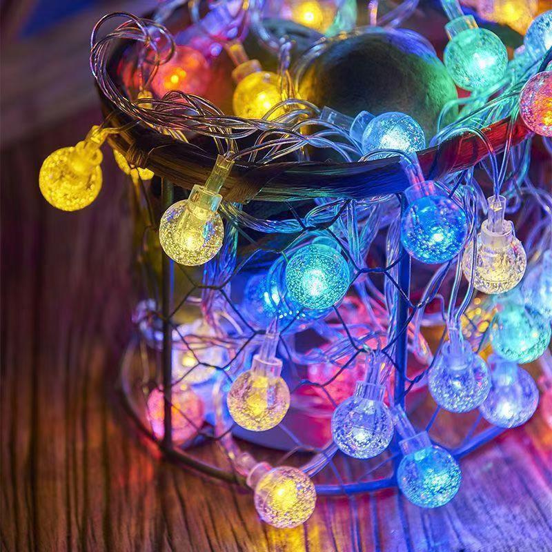 Venta al por mayor LED burbuja bola luz cadena festival boda decoración cadena luz solar gypsophila decoración de Navidad al aire libre