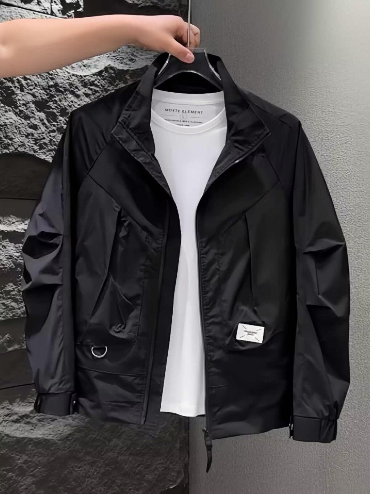 Muxi ropa de hombre chaqueta de hombre de verano tendencia de moda de cuello guapo chaqueta casual de hombre de color sólido image 7