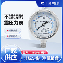 耐高温不锈钢耐震压力表YN60BF 英制螺纹2分水压油压液压真空表