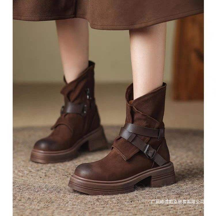 秋季新款马丁靴厚底潮鞋2025百搭舒适外穿防滑高档短筒时尚靴子潮