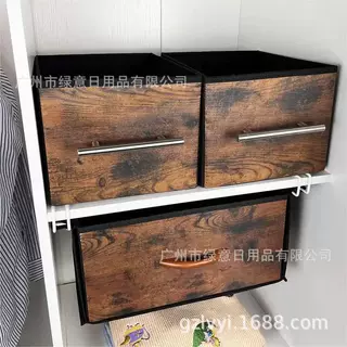 可折叠加装式抽屉柜子内复古纹布抽印刷图案抽屉面杂物收纳盒