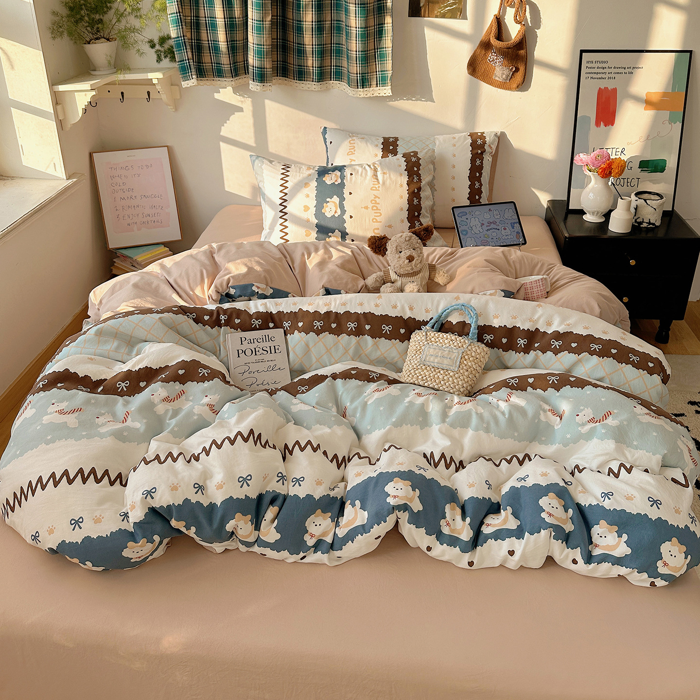 Super Soft Washable Cotton Four-piece Bedding Set Fresh Style_voghion.com