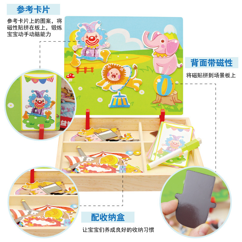 Educación temprana para niños Rompecabezas de rasgos faciales Rompecabezas magnético Pegatinas magnéticas Vestir 3-6 años Juguetes de jardín de infantes Pinpinle Personalización