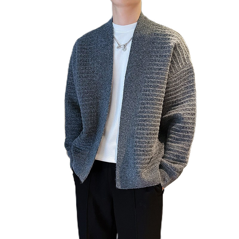 Explosiones transfronterizas de tamaño europeo suéter de punto ligero de cuello en V para hombres Cardigan chaqueta de fábrica de negocios al por mayor