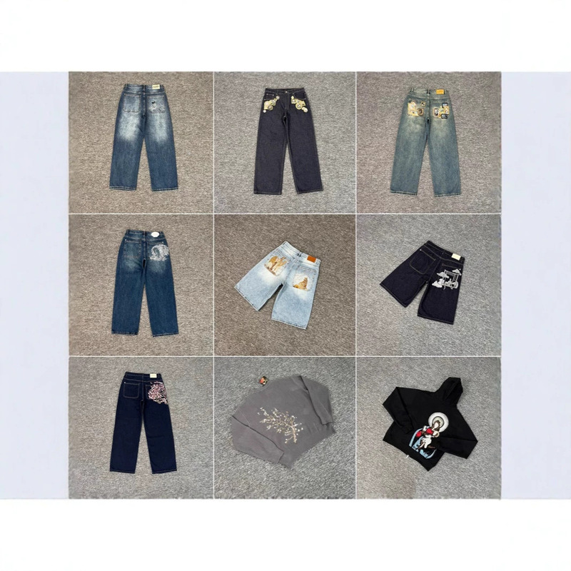 2025 New Derschutze Blossm European and American Niche Fashion Brand Embroidered Cherry Blossom Casual High Street Jeans