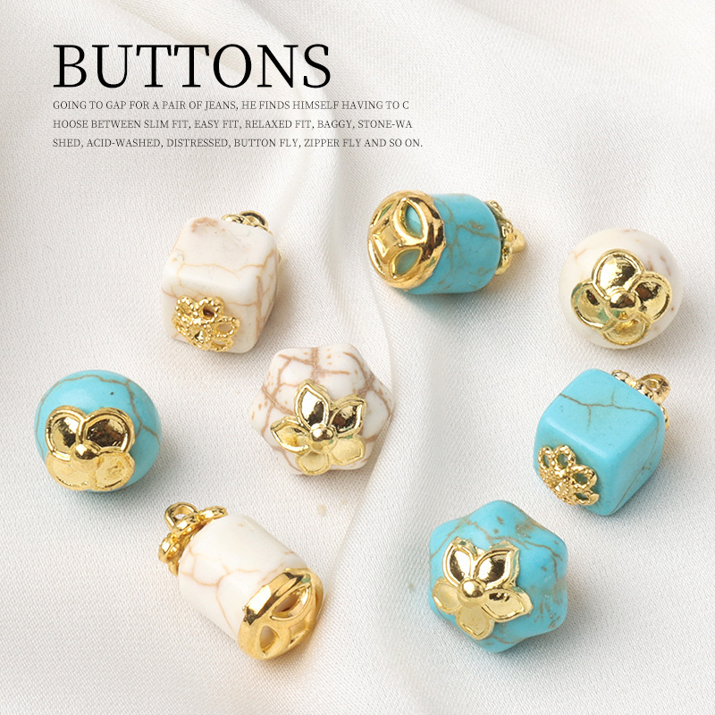 Square Stone Chinese Button Colored Flower Toe Bead Button Cheongsam Tang Suit Han Suit Vest Vintage Shirt Button