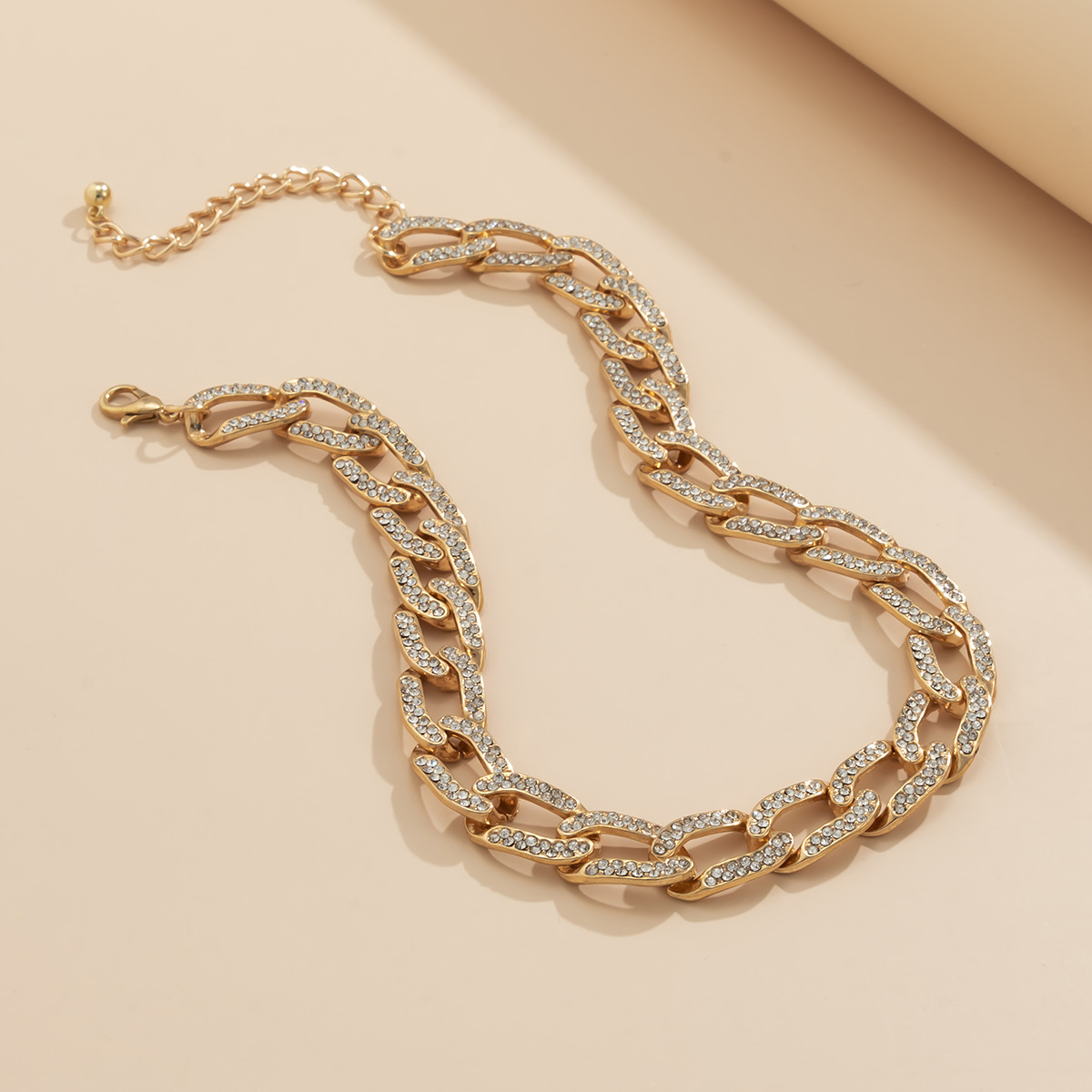 Cuban Link Necklace With Micro Inlaid Diamonds Minimalist Style_voghion.com