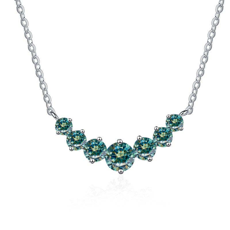 Collar de oro de plata esterlina s925 mujer sonrisa minimalista siete princesas collar de piedra de mosaico de color 2.8 quilates