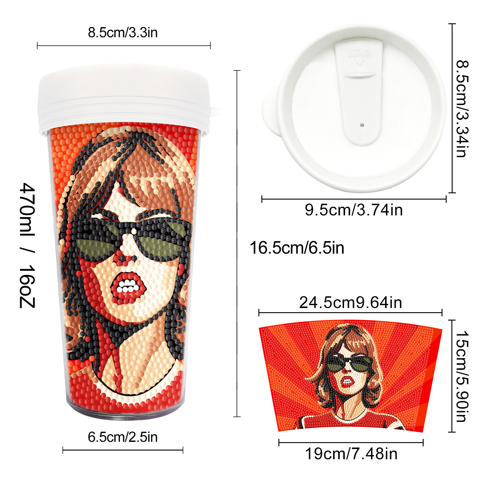 Diamante pintado periferia taza diy diamante pintado completo perforación artesanía pegatinas botella de agua distribuida al por mayor