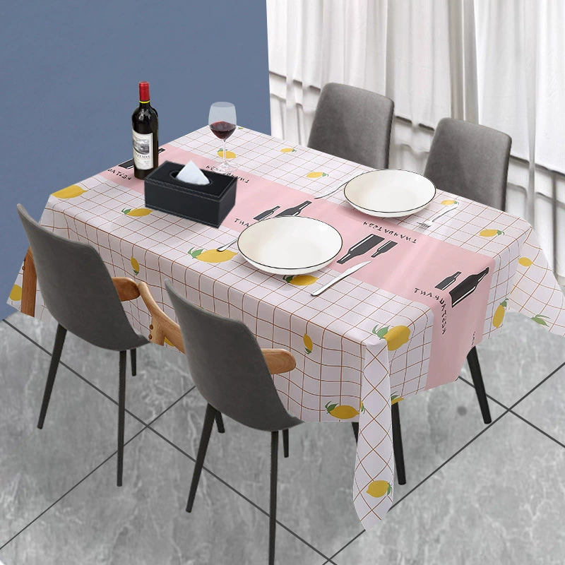 Tablecloth (INS) Nordic waterproof PEVA, washed-look, grid patterns, multiple sizes