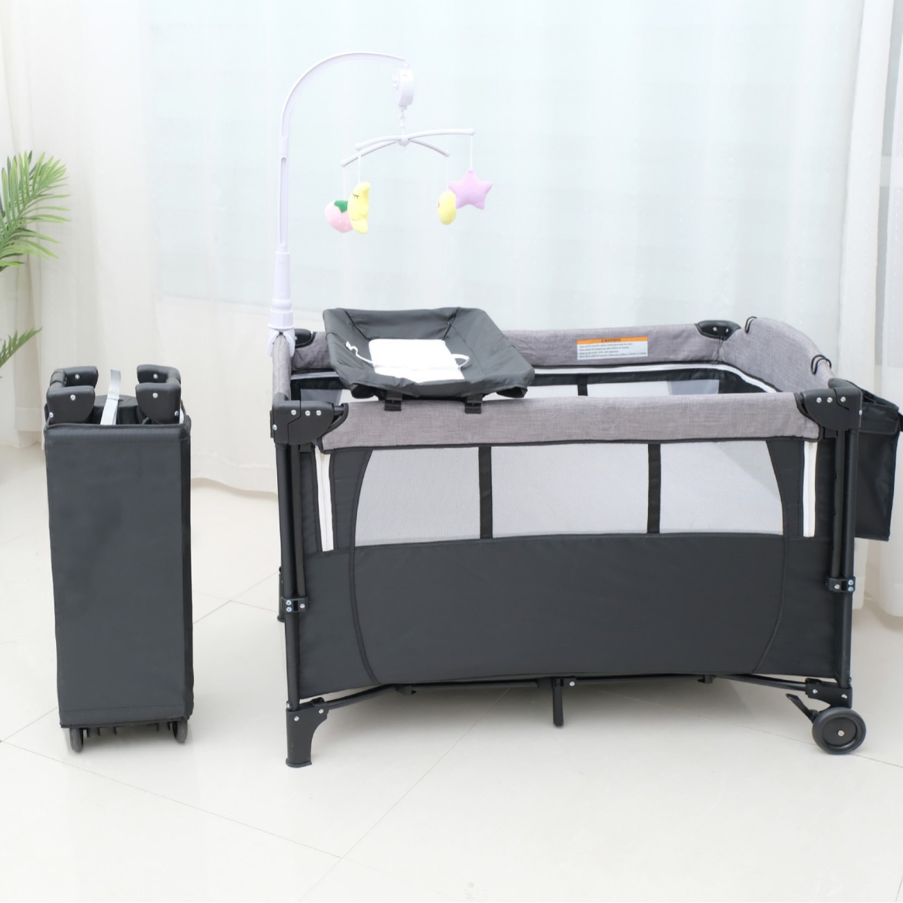 Folding Crib Newborn Crib Anti-Fall Removable Portable Multi-Functional Play Bed Portable Baby Bed