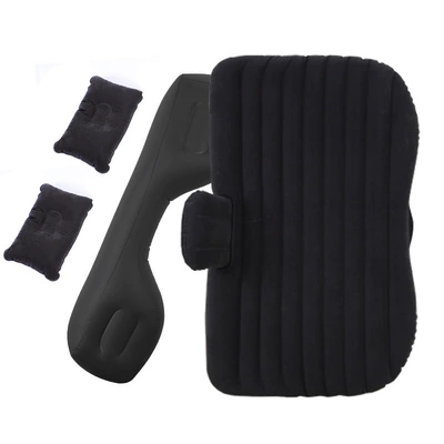 Car Inflatable Mattress SKU Car Flocking Mattress Car Rear Universal Travel Bed Sleeping Mat Folding Mattress (Vehicle-mounted inflatable bed) - black-flocking-split-with-block