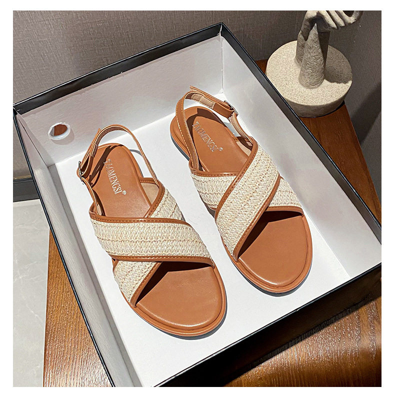 Dép sandal nữ quai chéo mũi tròn hở ngón đế dày phối màu, đế cao 3 cm — Màu Mơ (Dép lê), Màu Mơ (dép), Màu nâu (dép), Màu đen (dép) chi tiết 56