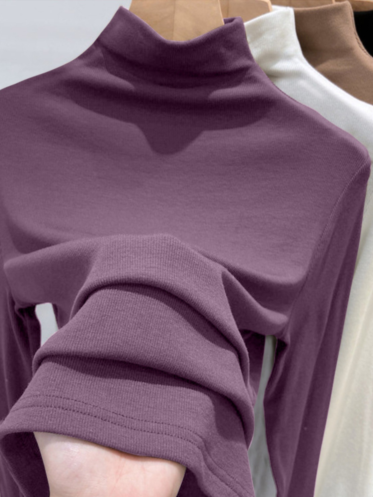 Modal Half Turtleneck Long-Sleeved Bottoming Shirt for Women Pure Color Simple Autumn and Winter New Style Slimming Look Top