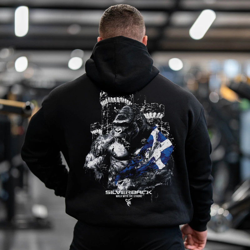 Silverback Fitness Sports Hoodie Spring and Autumn Gorilla Boxing Pattern Strength Training Jacket