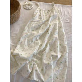 甜美风碎花吊带睡裙女夏季新款舒适睡衣大码家居服连衣裙子可外穿