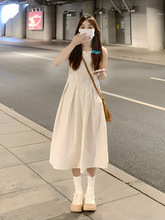 法式白色连衣裙女2024夏季新款茶歇小个子无袖背心裙气质显瘦裙子
