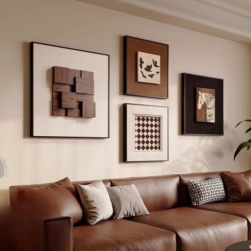 French-Style Vintage Wall Art, Retro Living Room Decorative Painting, Abstract Combination with a High-End Feel, Sofa Background Wall Painting French-Style Vintage Wall Art, Retro Living Room Decorative Painting, Abstract Combination with a High-End Feel, Sofa Background Wall Painting