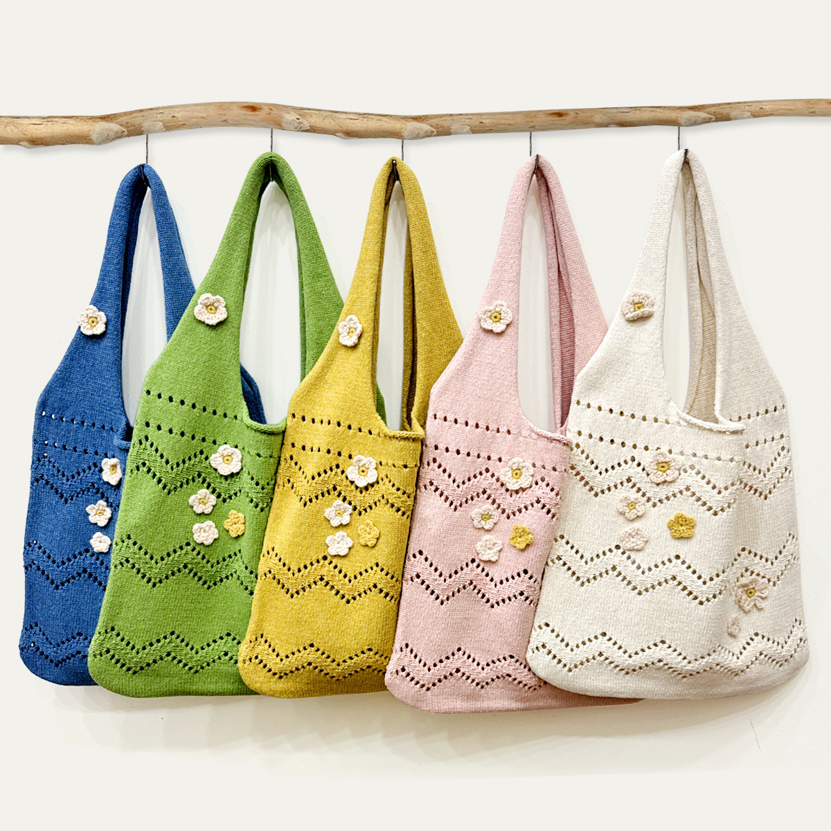 Hot-selling Mori Women's Embroidered Woven Bag Women's Hand-held Knitted Bag Wool Tote Shoulder Bag_voghion.com