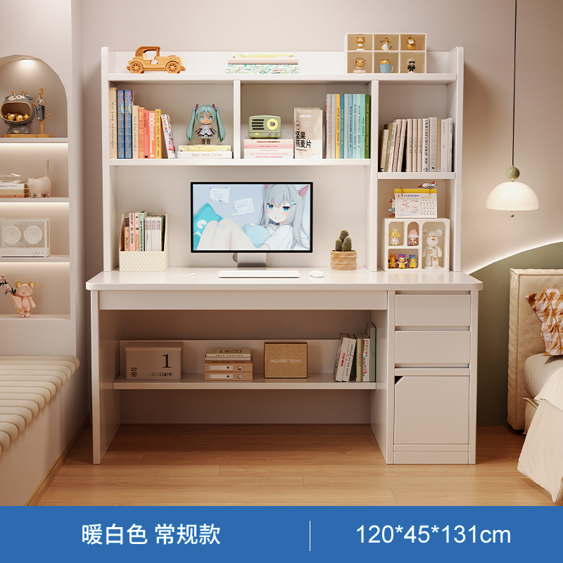Escritorio y estantería integrados, mesa con librero, combinación para dormitorio, mesa de estudio para estudiantes, escritorio para escribir, escritorio para computadora de hogar.