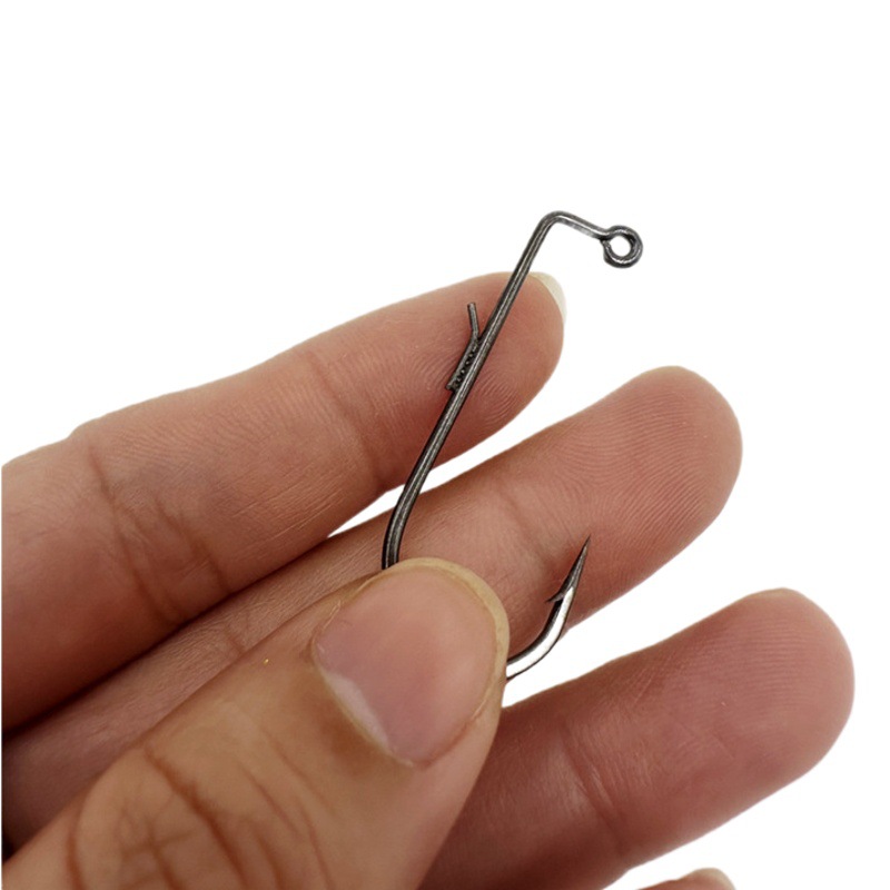 Gancho de manivela gancho de cabeza de plomo gancho de ángulo recto de púas planas de acero al carbono gancho de luya raya blanca que rebordea el gancho de pescado bajo