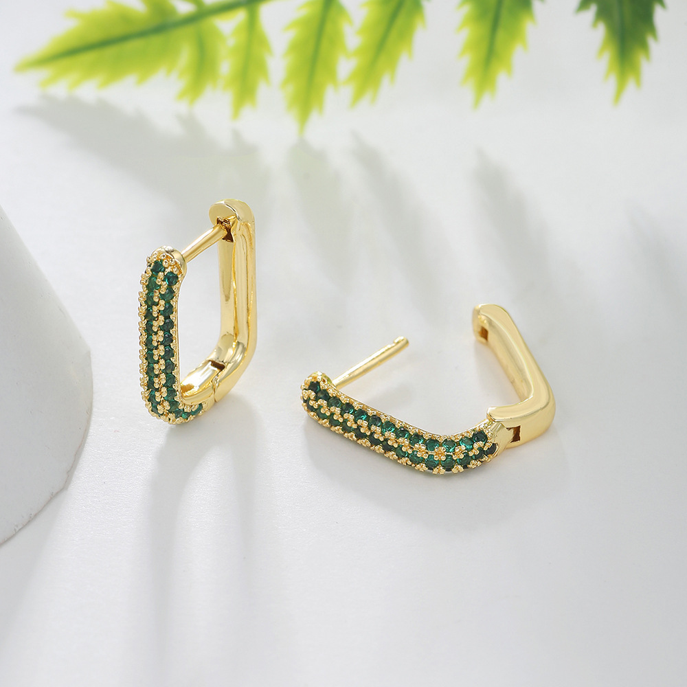 Fashion U Shape Copper Plating Zircon Earrings 1 Pair