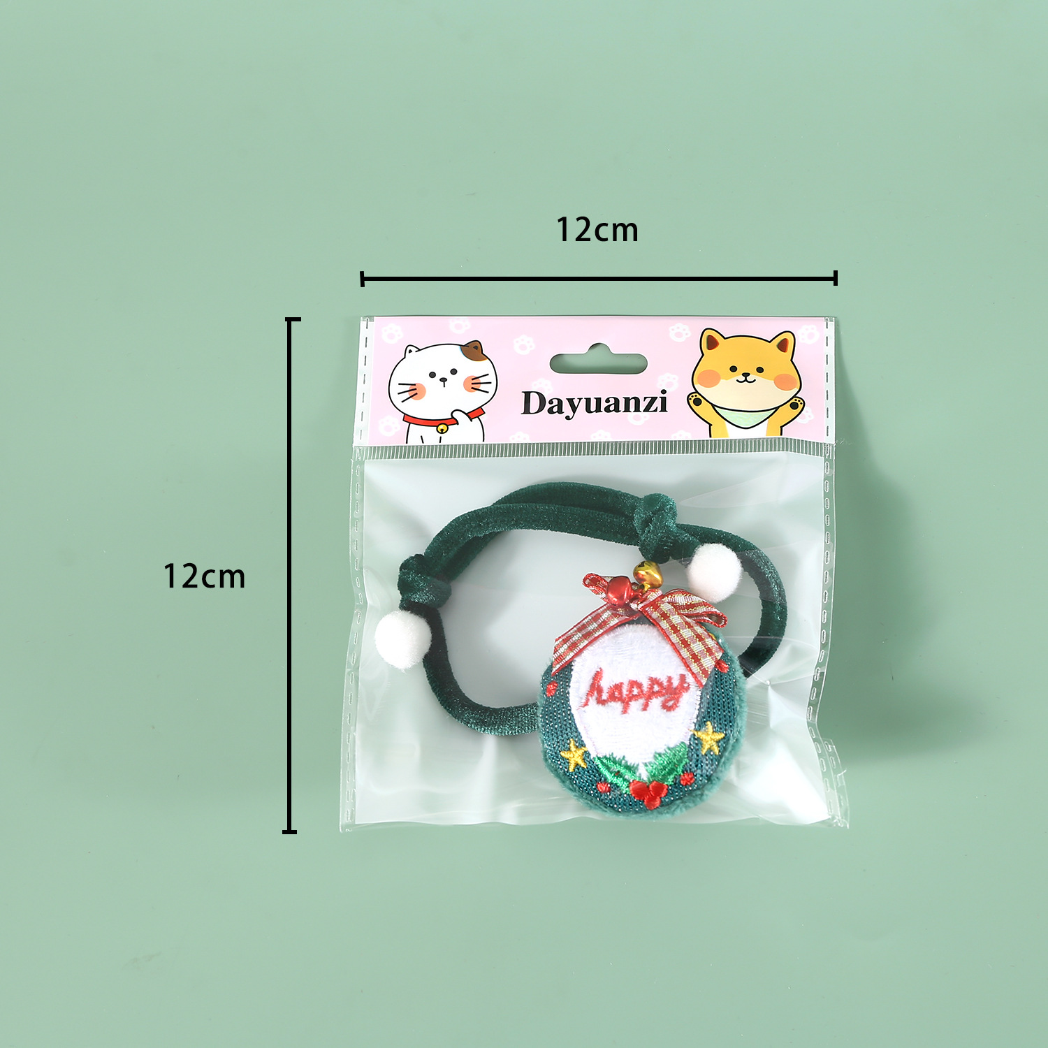 2024 mascotas collar de Navidad de terciopelo rojo y verde cuerda ajustable de peluche de Navidad guirnaldas de dulces gatos perros conejos