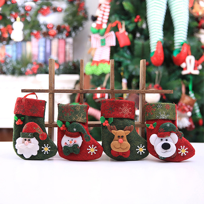 Colgante del árbol de Navidad calcetines bolsas de regalo de Navidad bolsas de Navidad decoraciones de Navidad calcetines bolsas de dulces